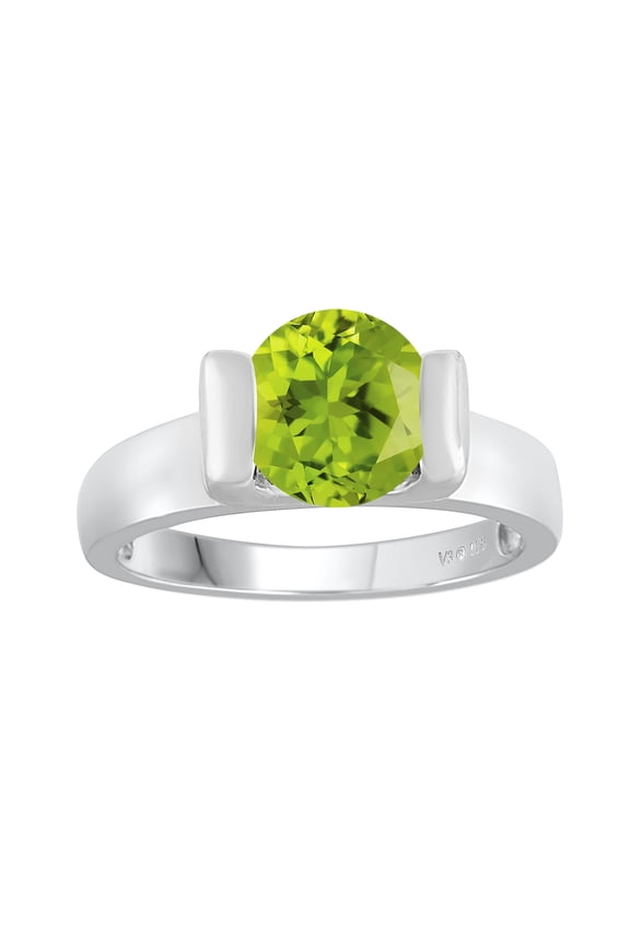 Sterling Silver with Natural Peridot Solitaire Ring