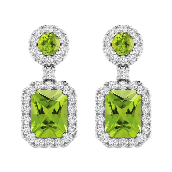 Sterling Silver with Natural Peridot and White Topaz Dangle Earring