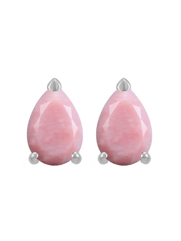 Sterling Silver with Natural Pink Opal Stud Earring