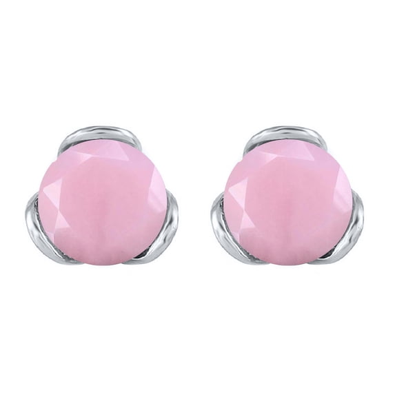 Sterling Silver with Natural Pink Opal Stud Earring