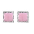 thumbnail image 1 of Sterling Silver with Natural Pink Opal and White Topaz Halo Stud Earring, 1 of 3