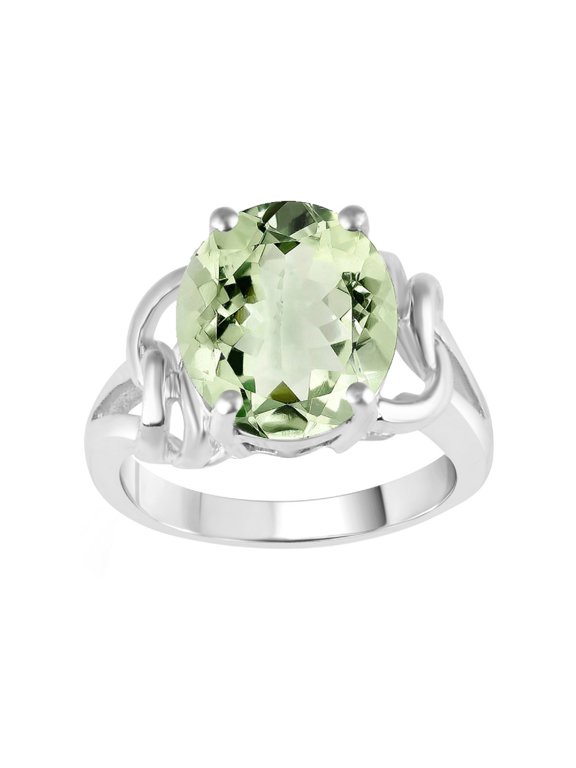 Sterling Silver with Natural Prasiolite Solitaire Ring