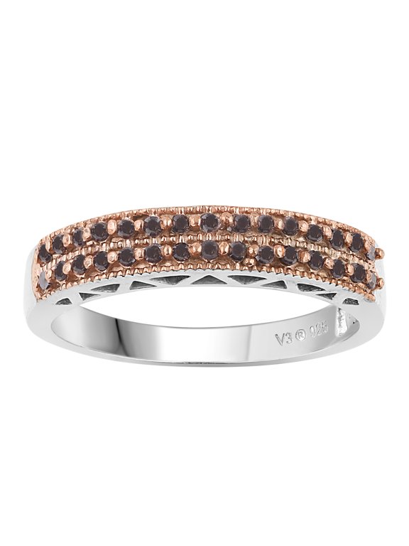 Sterling Silver with Natural Red Diamond Band Ring