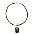 thumbnail image 1 of Sterling Silver with Natural Tiger Eye Bead Single Row Strand Necklace, 1 of 3