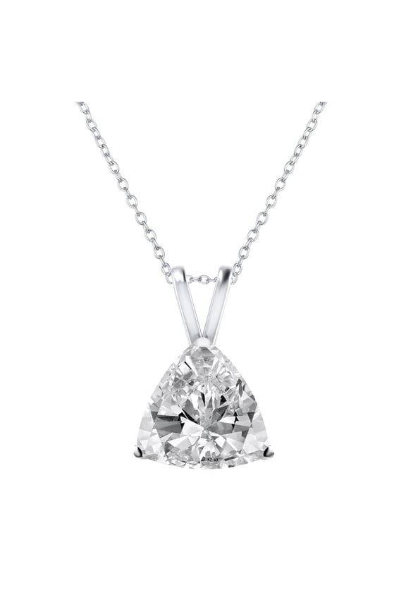 Sterling Silver with Natural White Topaz Solitaire Pendant with 18" Chain 2" Extension