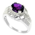 thumbnail image 1 of Sterling Silver with Oval-cut Natural Amethyst and White Zircon Vintage Ring, 1 of 3