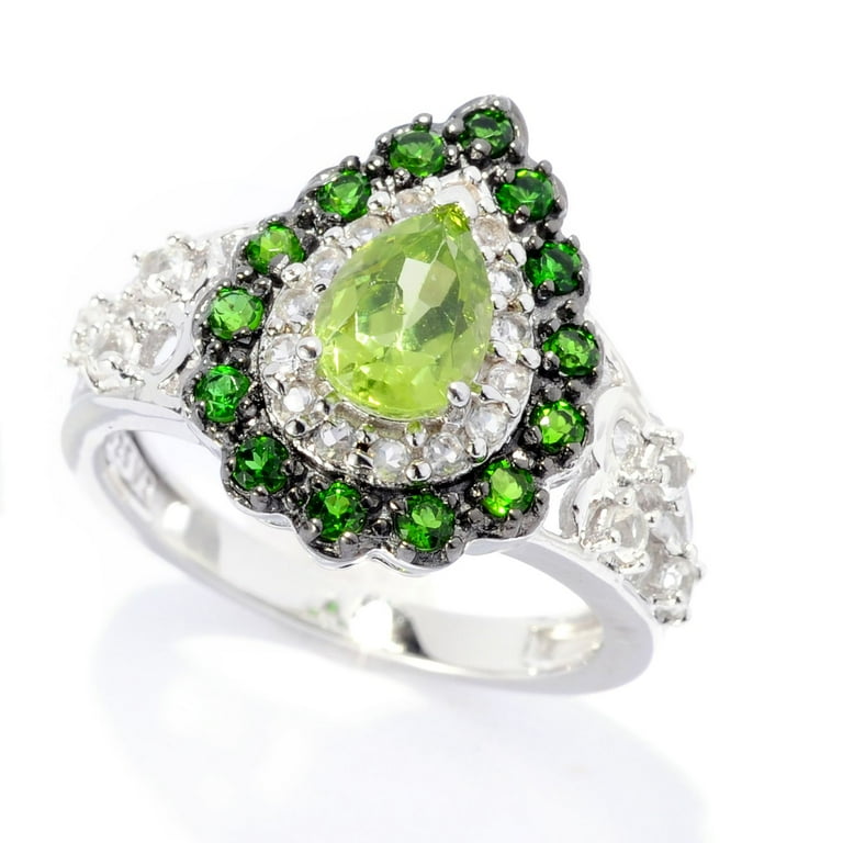 Sterling Silver Chrome Diopside Peridot and White Topaz Ring Sterling Silver Chrome Diopside Peridot and White Topaz Ring