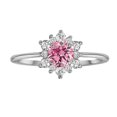thumbnail image 1 of Sterling Silver with Pink Moissanite and White Topaz Flower Ring, 1 of 1