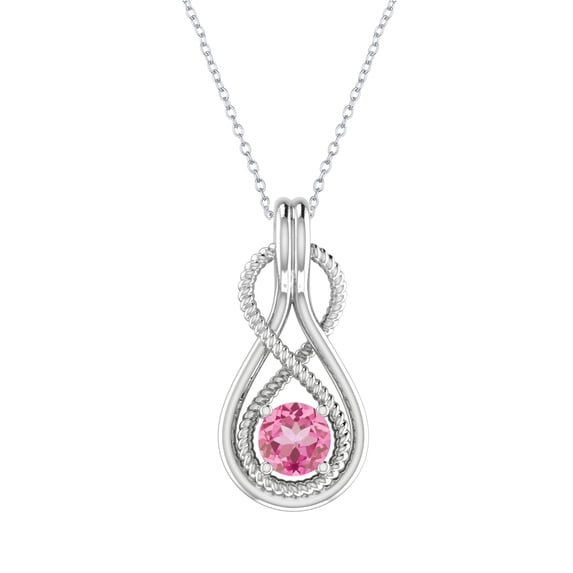 Sterling Silver with Pink Topaz Infinity Pendant