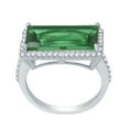 thumbnail image 1 of Sterling Silver with Rectangle Cut Green Emerald and Natural White Topaz Halo Ring, 1 of 3