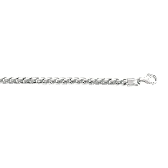 JewelStop Sterling Silver Silver with Rhodium Finish 4.80mm Shiny Square Wheat Men's Chain