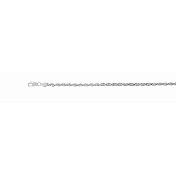 JewelStop Sterling Silver Silver with Rhodium Finish 5Mm Diamond-cut Solid Royal Rope Chain