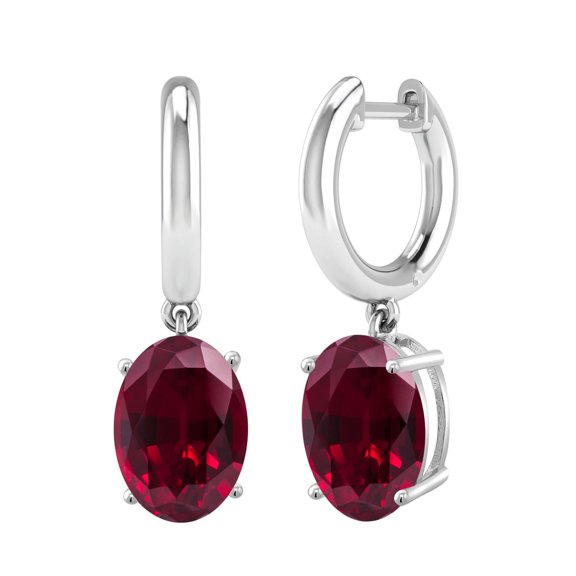 Sterling Silver with Ruby Dangle Earrings