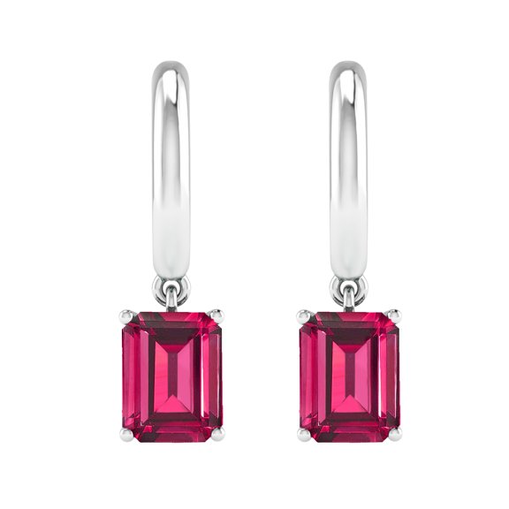 Sterling Silver with Ruby Dangle Earrings
