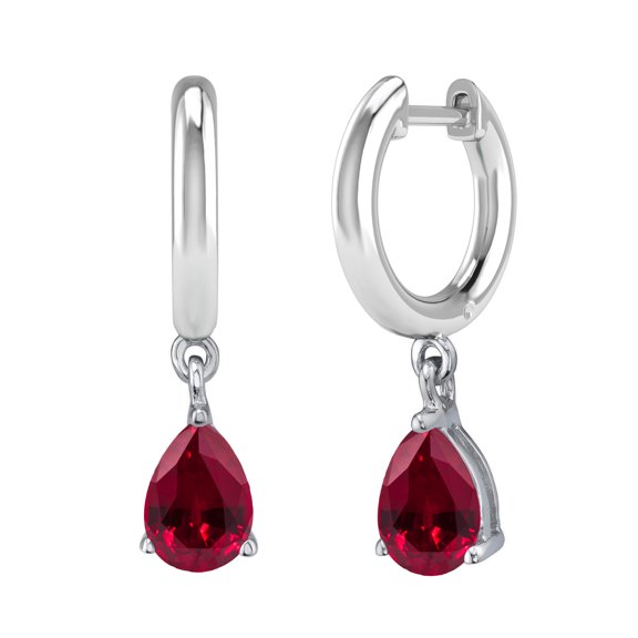 Sterling Silver with Ruby Dangle Earrings