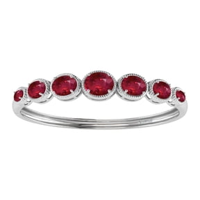 Sterling Silver with Ruby Link Bangle Bracelet