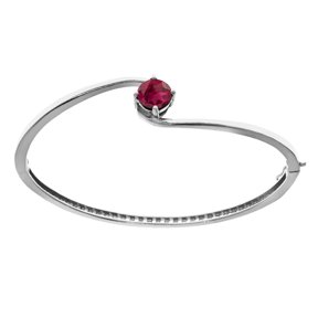 Sterling Silver with Ruby Solitaire Bangle Bracelet