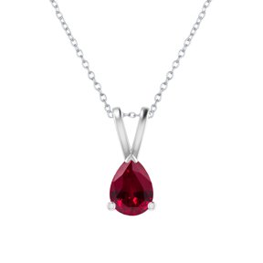 Sterling Silver with Ruby Solitaire Pendant