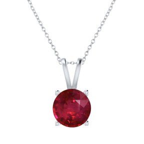 Sterling Silver with Ruby Solitaire Pendant