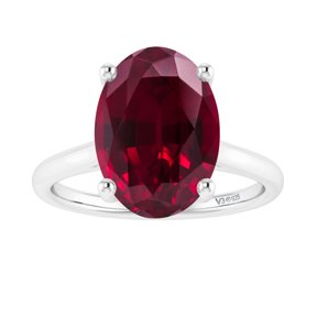 Sterling Silver with Ruby Solitaire Ring