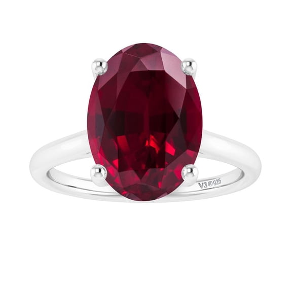 Sterling Silver with Ruby Solitaire Ring