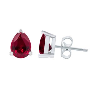 Sterling Silver with Ruby Stud Earrings