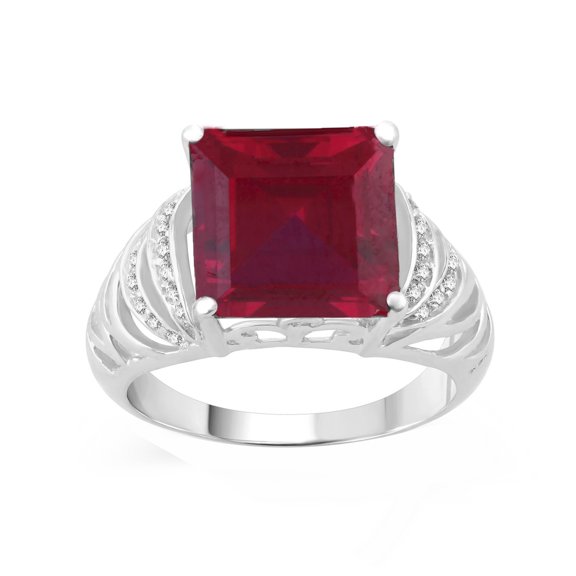 Sterling Silver with Ruby and White Topaz Cocktail Ring