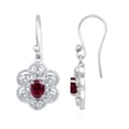thumbnail image 1 of Sterling Silver with Ruby and White Topaz Dangle Earrings, 1 of 3