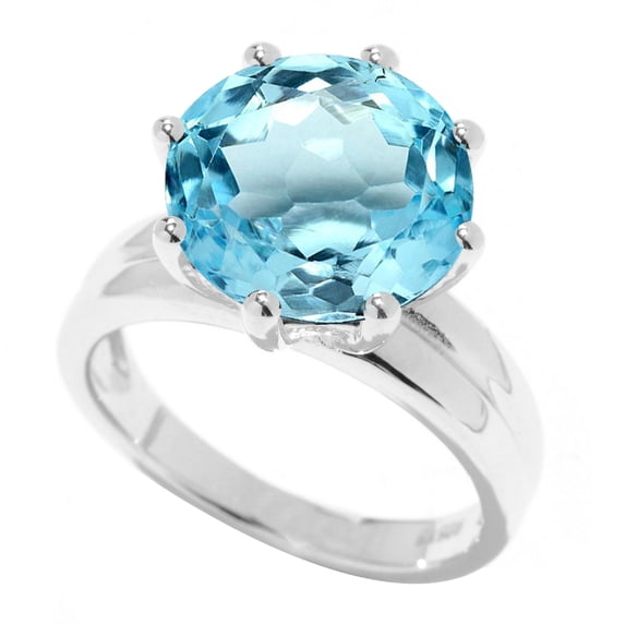 Sterling Silver with Sky Blue Topaz Large Solitaire Ring
