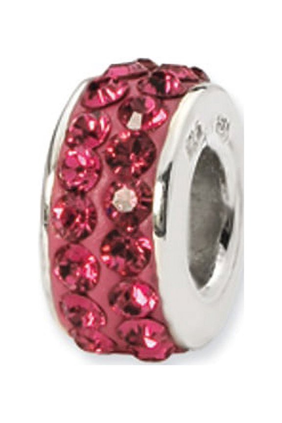 925 Sterling Silver Polished Reflections July Double Row Crystal Bead Charm 9.09x4.55mm Wide Pendant Necklace for Women