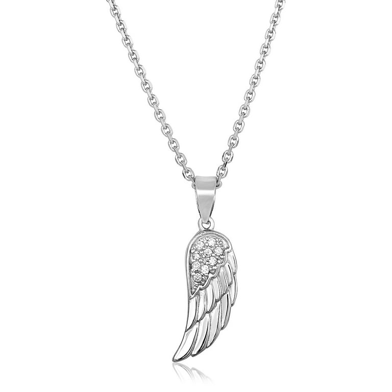 Sterling Silver Textured Angel Wing Pendant Sterling Silver Textured Angel Wing Pendant