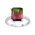 thumbnail image 1 of Sterling Silver with Watermelon Tourmaline and Natural White Topaz Solitaire Ring, 1 of 3