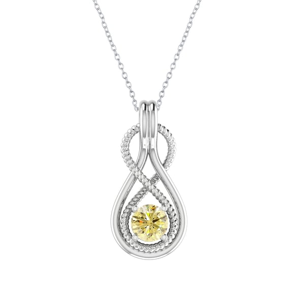 Sterling Silver with Yellow Moissanite Infinity Pendant