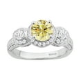 thumbnail image 1 of Sterling Silver with Yellow Moissanite, Moisssanite and White Diamond Three Stone Ring, 1 of 3