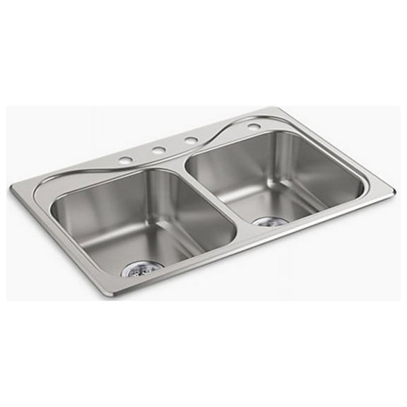 Sterling Southhaven Top-Mount Double-Equal Kitchen Sink, 33" x 22" x 6-1/2"