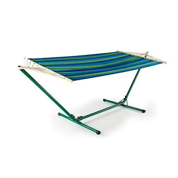 Sterling Sports Cotton Hammock for 2 Persons, 5ft Wide, 420 lbs Capacity, Wooden Spreader for Outdoor, Patio, Yard, Poolside, Ocean Spray