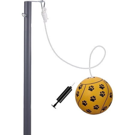 Sterling Sports PawPlay™ Family Steel Tetherball Set for Dogs, Kids and Adults, Outdoor Backyard Heavy Duty Tether Ball Set with Ball and Rope