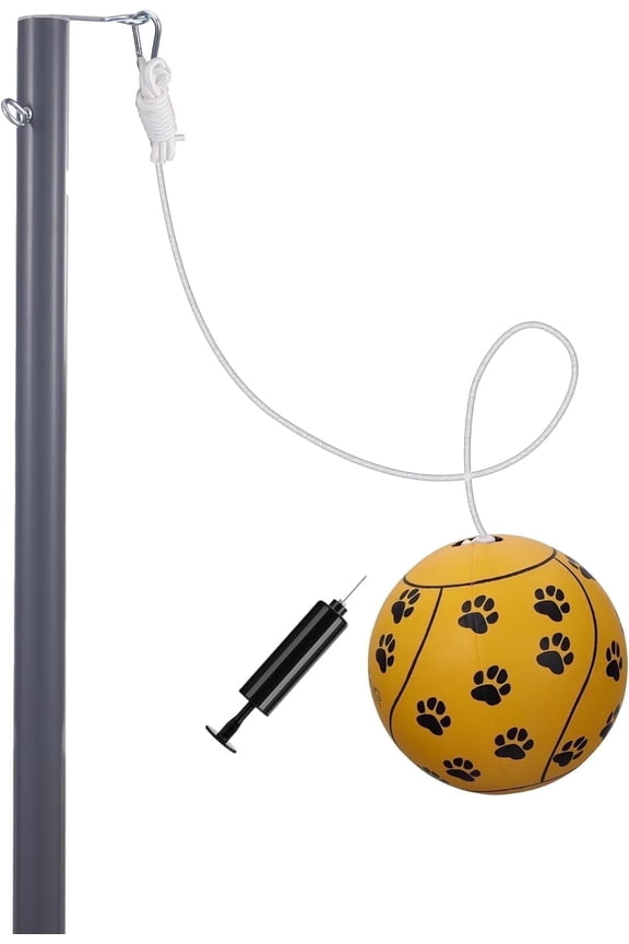 Sterling Sports PawPlay Family Steel Tetherball Set for Dogs, Kids and Adults, Outdoor Backyard Heavy Duty Tether Ball Set with Ball and Rope