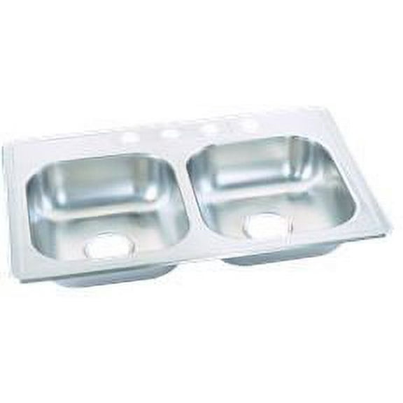 Sterling Stainless Steel Kitchen Sink Double Bowl 33 In. X 22 In. X 6 In.