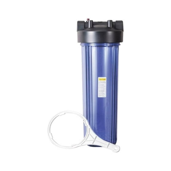 Sterling Water Treatment Clear Housing for 4.5 inch by 20 inch Cartridge with 1 inch Ports, Includes Wrench - HJ20-CLEAR
