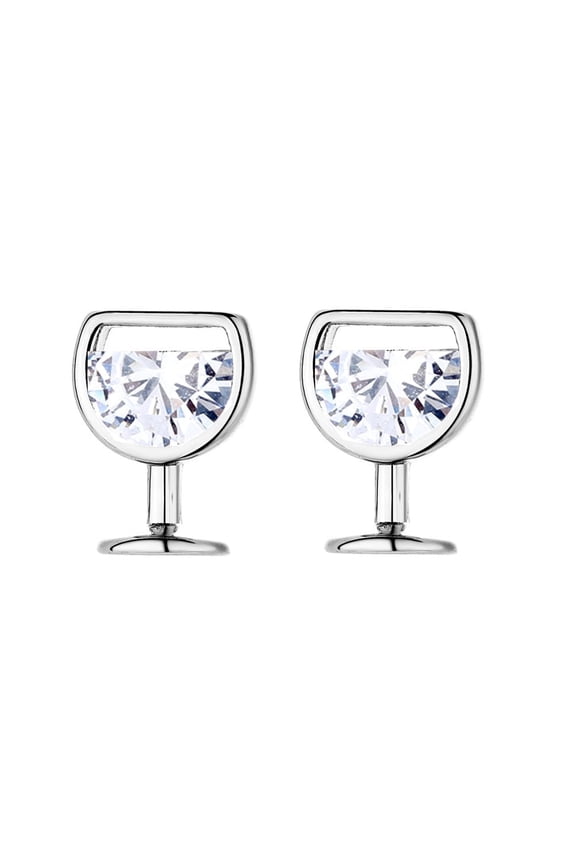 Sterling Wine Glasses Earrings with crystals