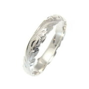 ARTHUR'S JEWELRY Sterling silver 925 4mm cut out edge Hawaiian scroll hand engraved ring band size 7.5