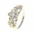 thumbnail image 1 of Sterling silver 925 Hawaiian 3 plumeria flower cz ring rhodium and yellow gold plated size 7.5, 1 of 5