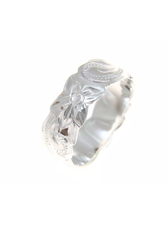 Sterling silver 925 Hawaiian 8mm ring plumeria flower scroll scallop cut out size 3 to 12