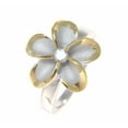 thumbnail image 1 of Sterling silver 925 Hawaiian plumeria flower cz ring 15mm rhodium and yellow gold plated 2 tone size 7.5, 1 of 5