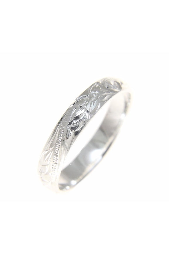 Sterling silver 925 Hawaiian plumeria scroll 4mm band ring size 12