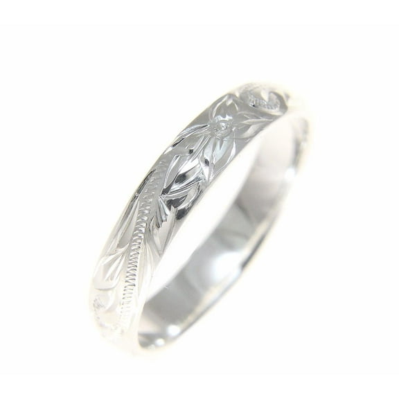 Sterling silver 925 Hawaiian plumeria scroll 4mm band ring size 7