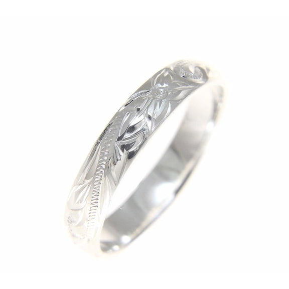 Sterling silver 925 Hawaiian plumeria scroll 4mm band ring size 9.5