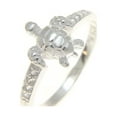 thumbnail image 1 of Sterling silver 925 Hawaiian sea turtle ring with clear cz size 8, 1 of 4