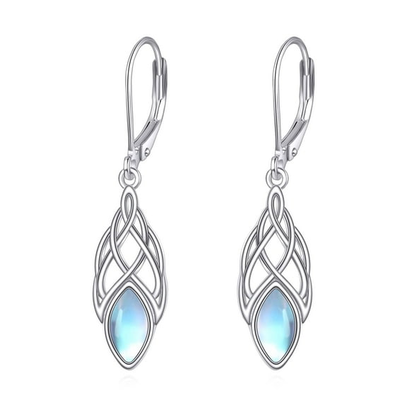 Sterling silver Celtic knot pendant earrings create moonstone/turquoise/abalone lucky Irish Celtic knot lever pendant earrings for women